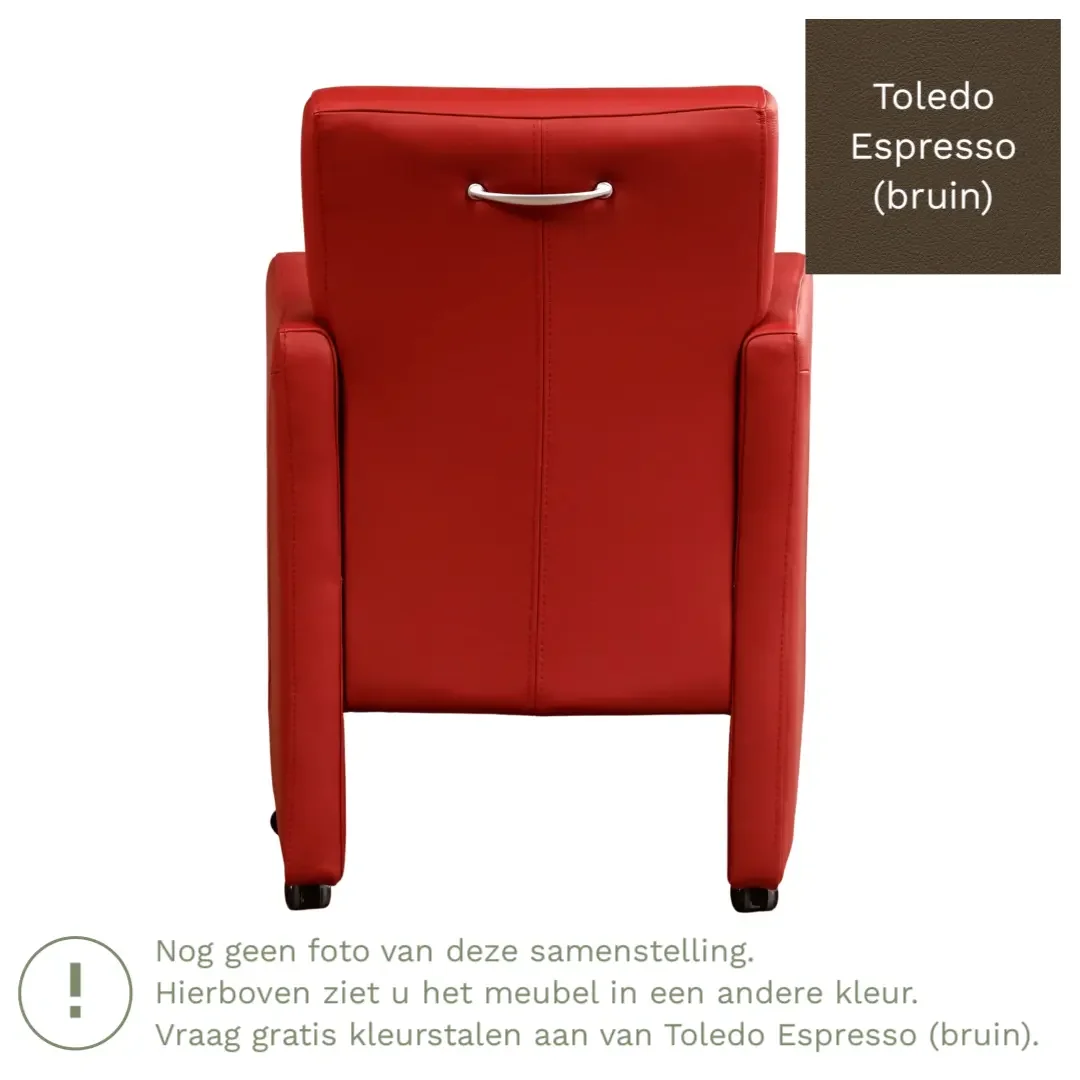 afbeelding van Leren eetkamerstoel Pleasure - Toledo Espresso (bruin) - Met handgreep zwart