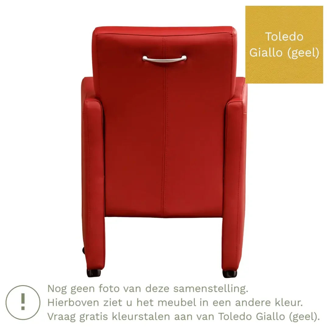 afbeelding van Leren eetkamerstoel Pleasure - Toledo Giallo (geel) - Met handgreep zwart