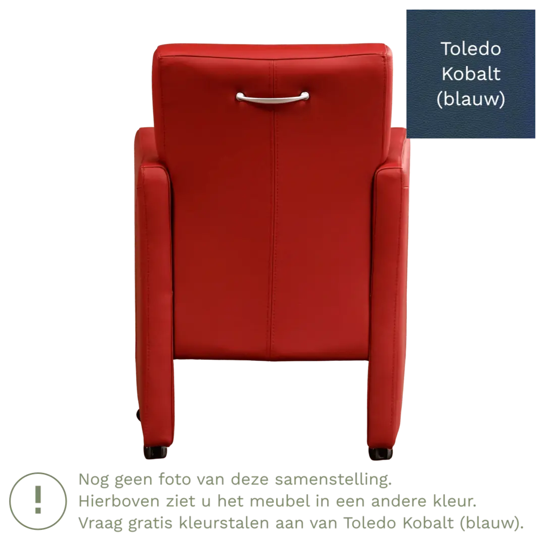 afbeelding van Leren eetkamerstoel Pleasure - Toledo Kobalt (blauw) - Met handgreep zwart