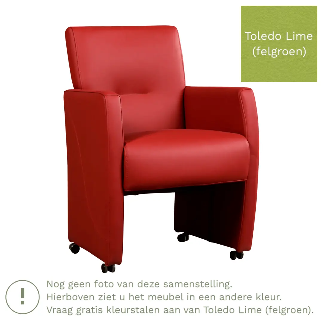afbeelding van Leren eetkamerstoel Pleasure - Toledo Lime (felgroen) - Met handgreep zwart