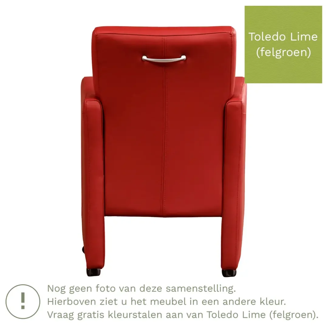 afbeelding van Leren eetkamerstoel Pleasure - Toledo Lime (felgroen) - Met handgreep zwart