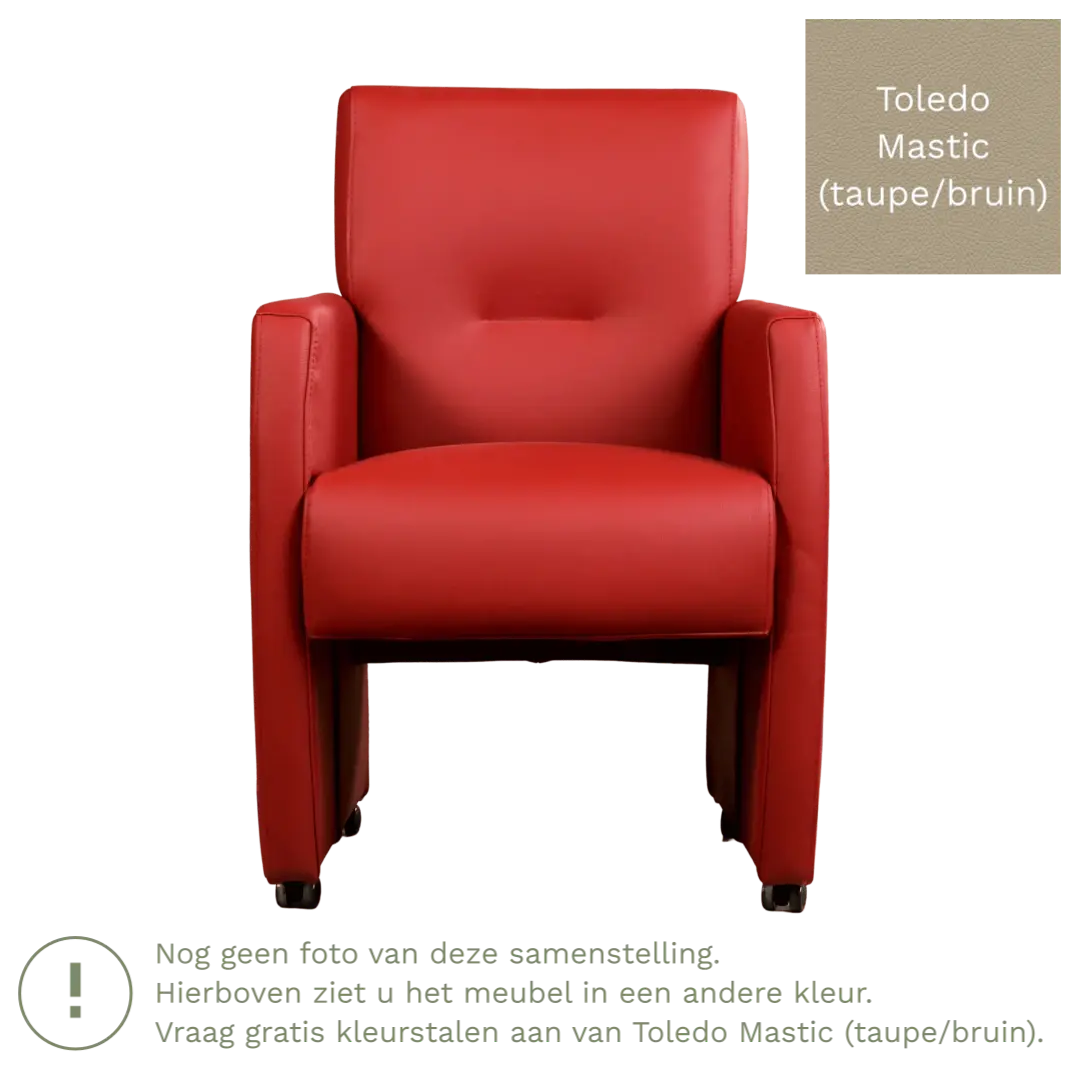 afbeelding van Leren eetkamerstoel Pleasure - Toledo Mastic (taupe/bruin) - Zonder handgreep