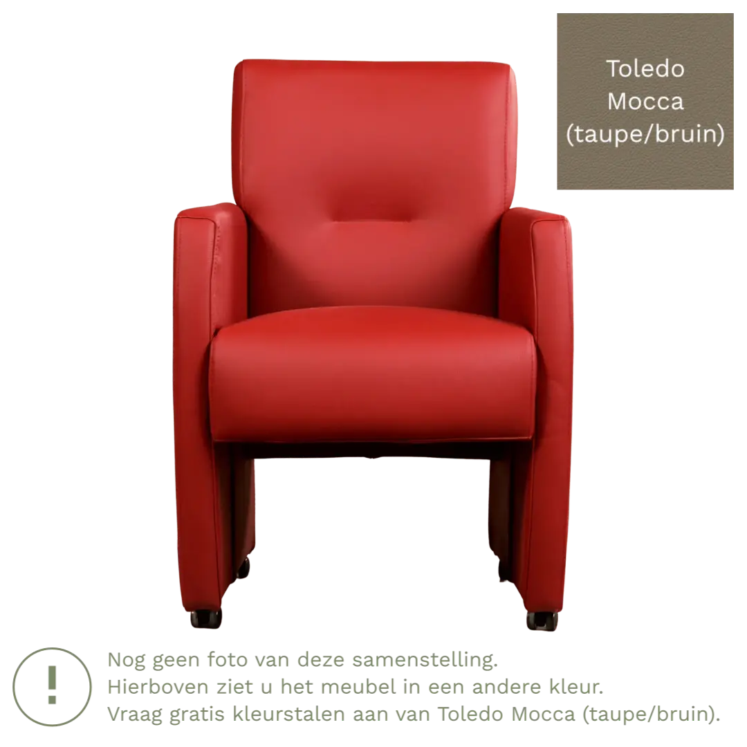afbeelding van Leren eetkamerstoel Pleasure - Toledo Mocca (taupe/bruin) - Zonder handgreep