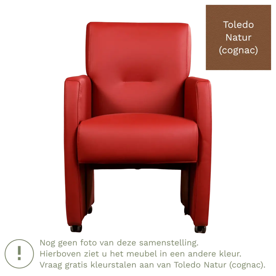 afbeelding van Leren eetkamerstoel Pleasure - Toledo Natur (cognac) - Met handgreep zwart