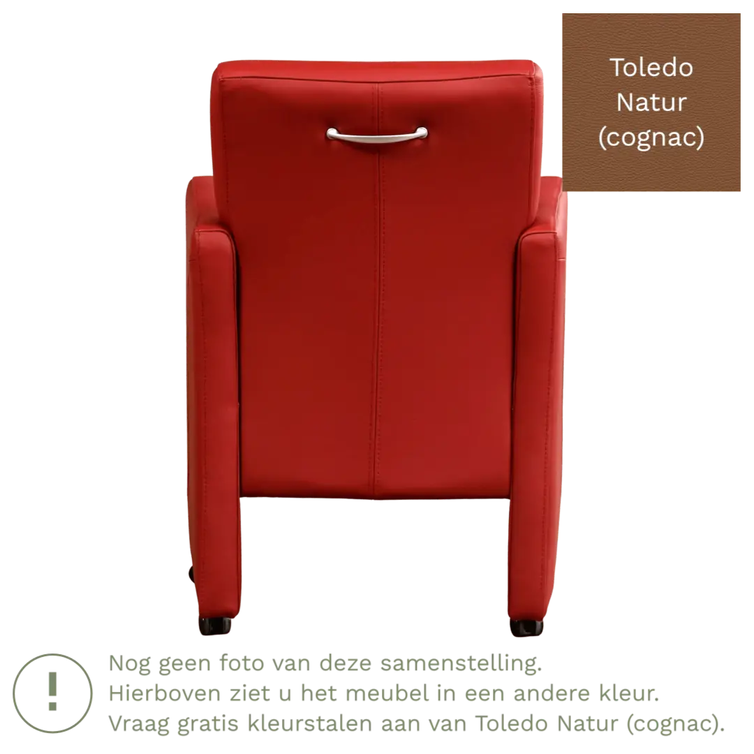 afbeelding van Leren eetkamerstoel Pleasure - Toledo Natur (cognac) - Met handgreep zwart
