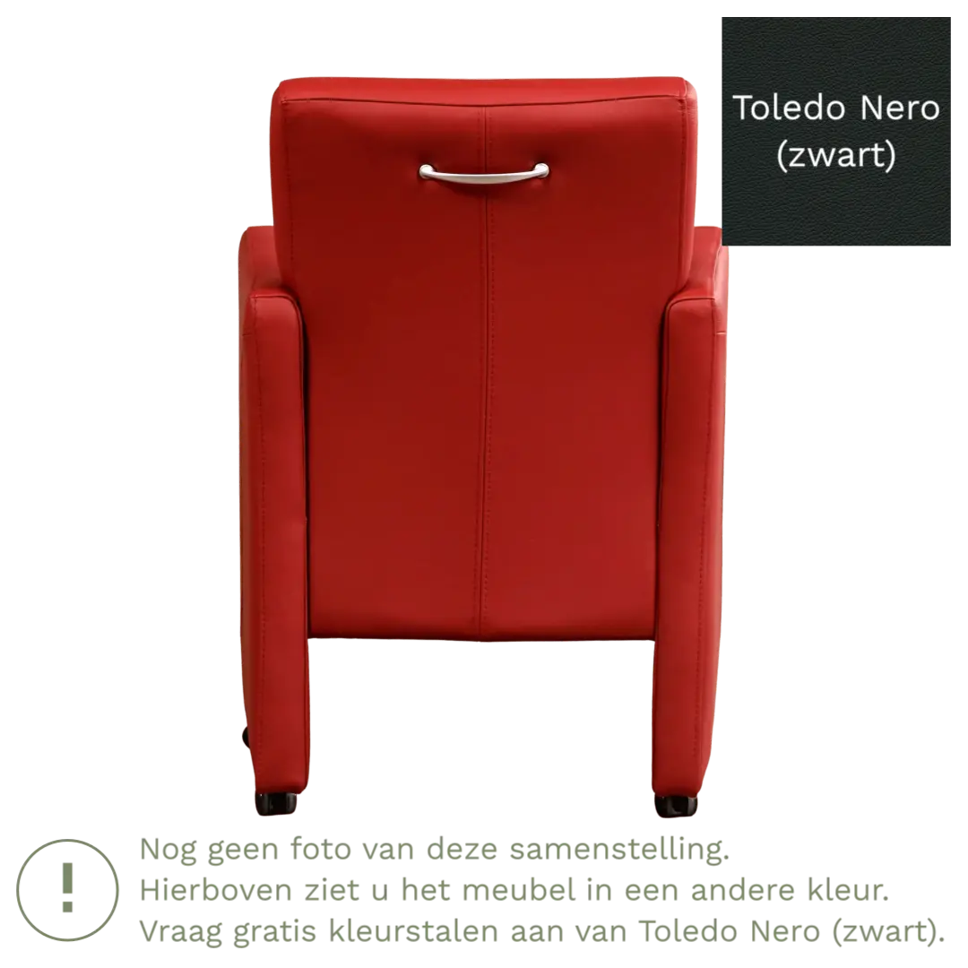 afbeelding van Leren eetkamerstoel Pleasure - Toledo Nero (zwart) - Met handgreep zwart