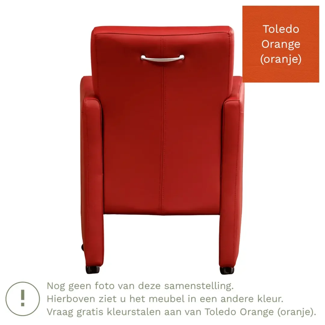 afbeelding van Leren eetkamerstoel Pleasure - Toledo Orange (oranje) - Zonder handgreep
