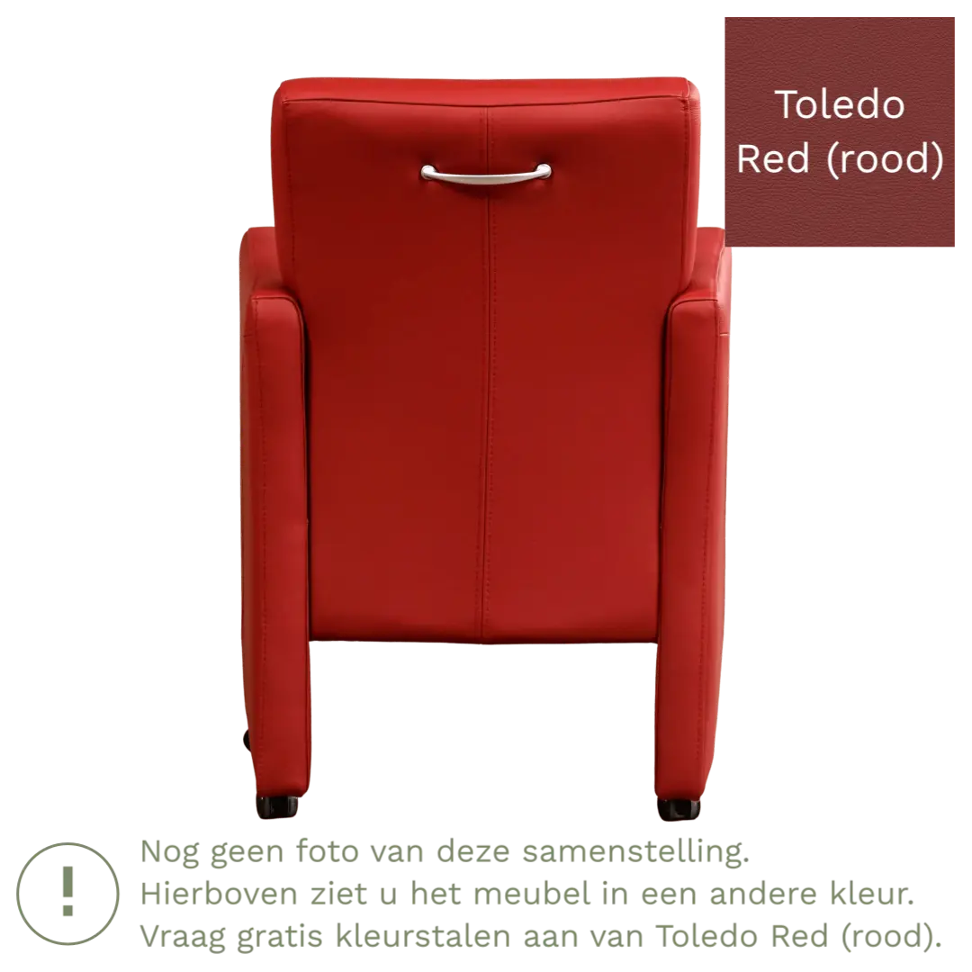 afbeelding van Leren eetkamerstoel Pleasure - Toledo Red (rood) - Zonder handgreep