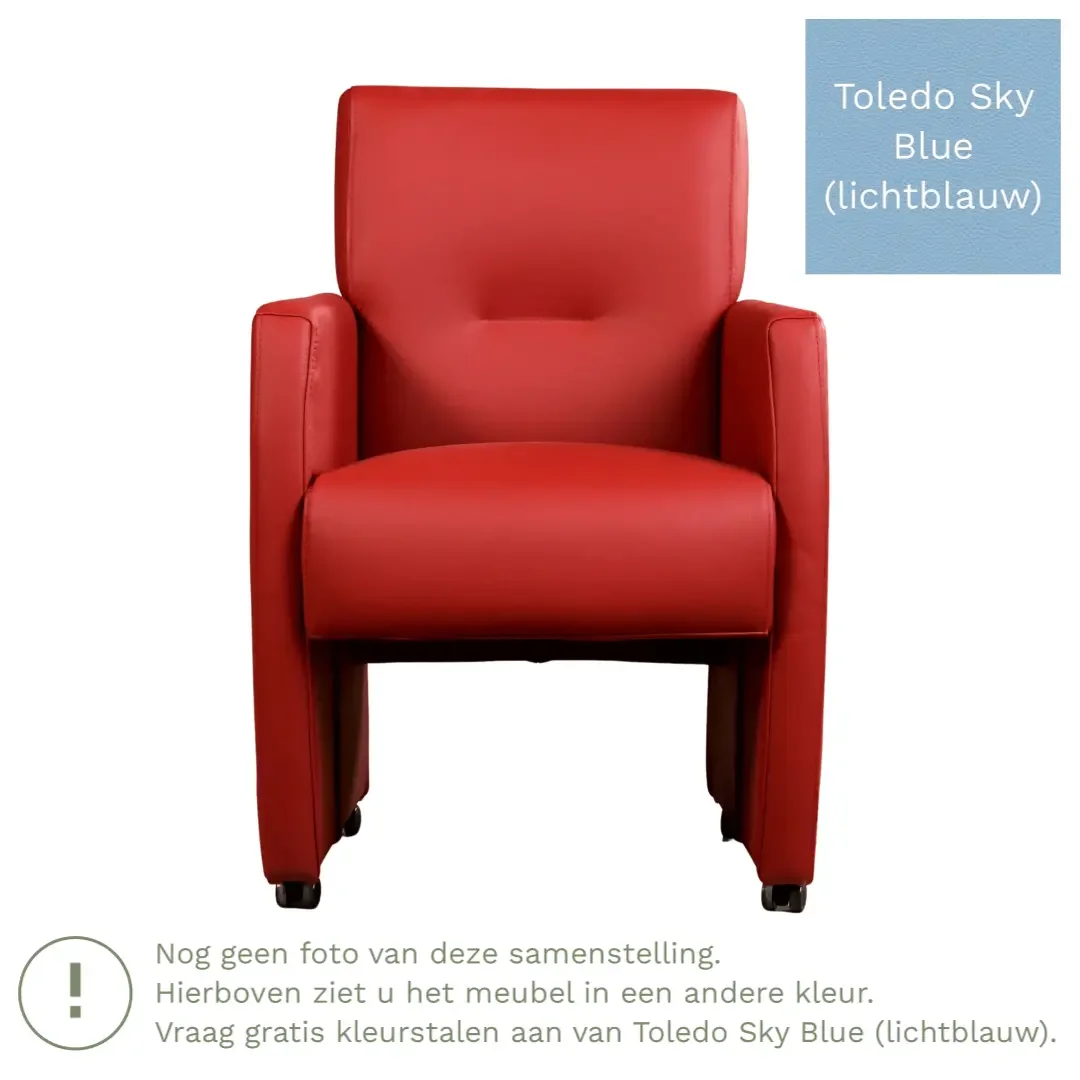 afbeelding van Leren eetkamerstoel Pleasure - Toledo Sky Blue (lichtblauw) - Zonder handgreep