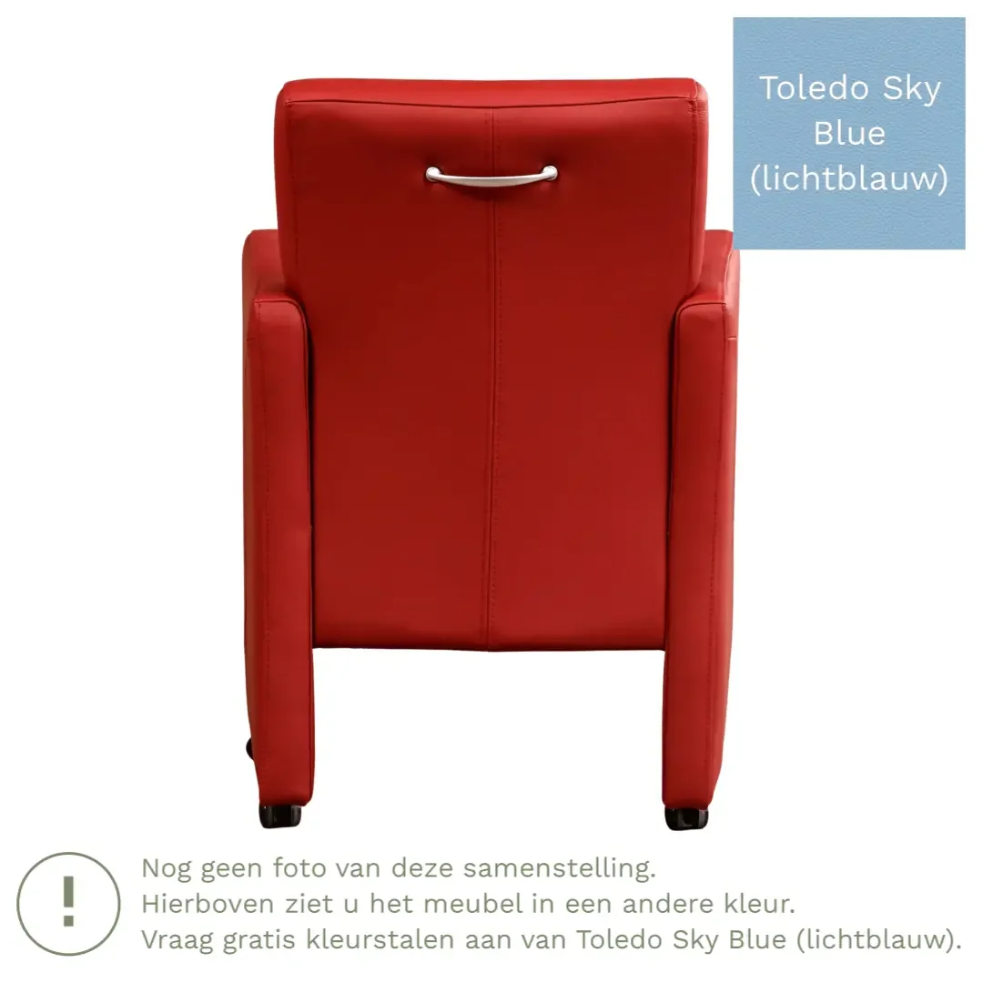 afbeelding van Leren eetkamerstoel Pleasure - Toledo Sky Blue (lichtblauw) - Zonder handgreep