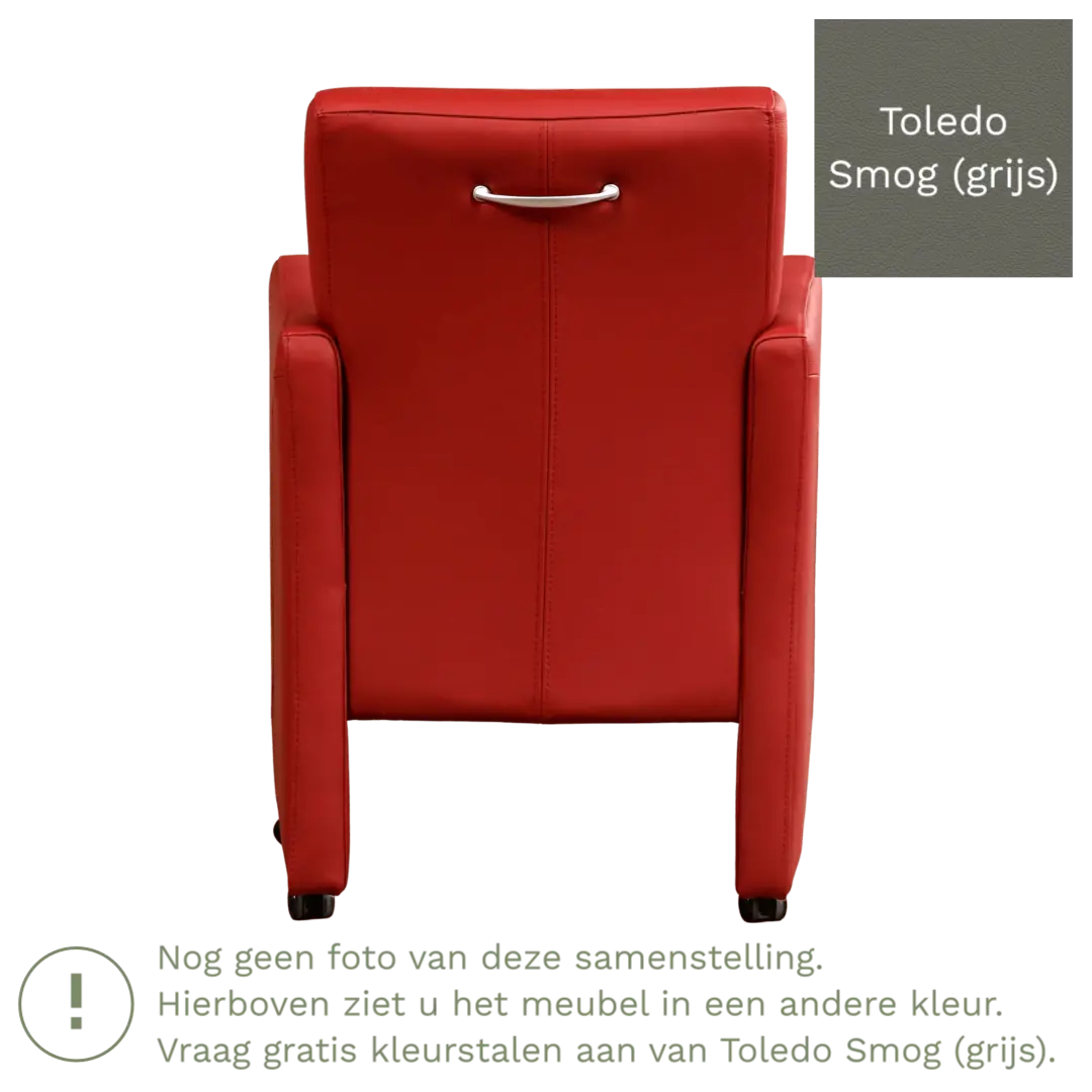 afbeelding van Leren eetkamerstoel Pleasure - Toledo Smog (grijs) - Met handgreep RVS