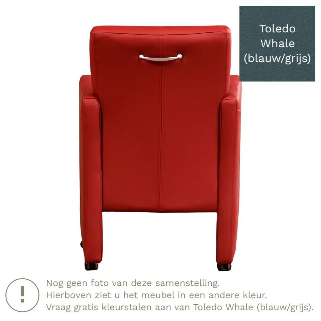 afbeelding van Leren eetkamerstoel Pleasure - Toledo Whale (blauw/grijs) - Met handgreep zwart