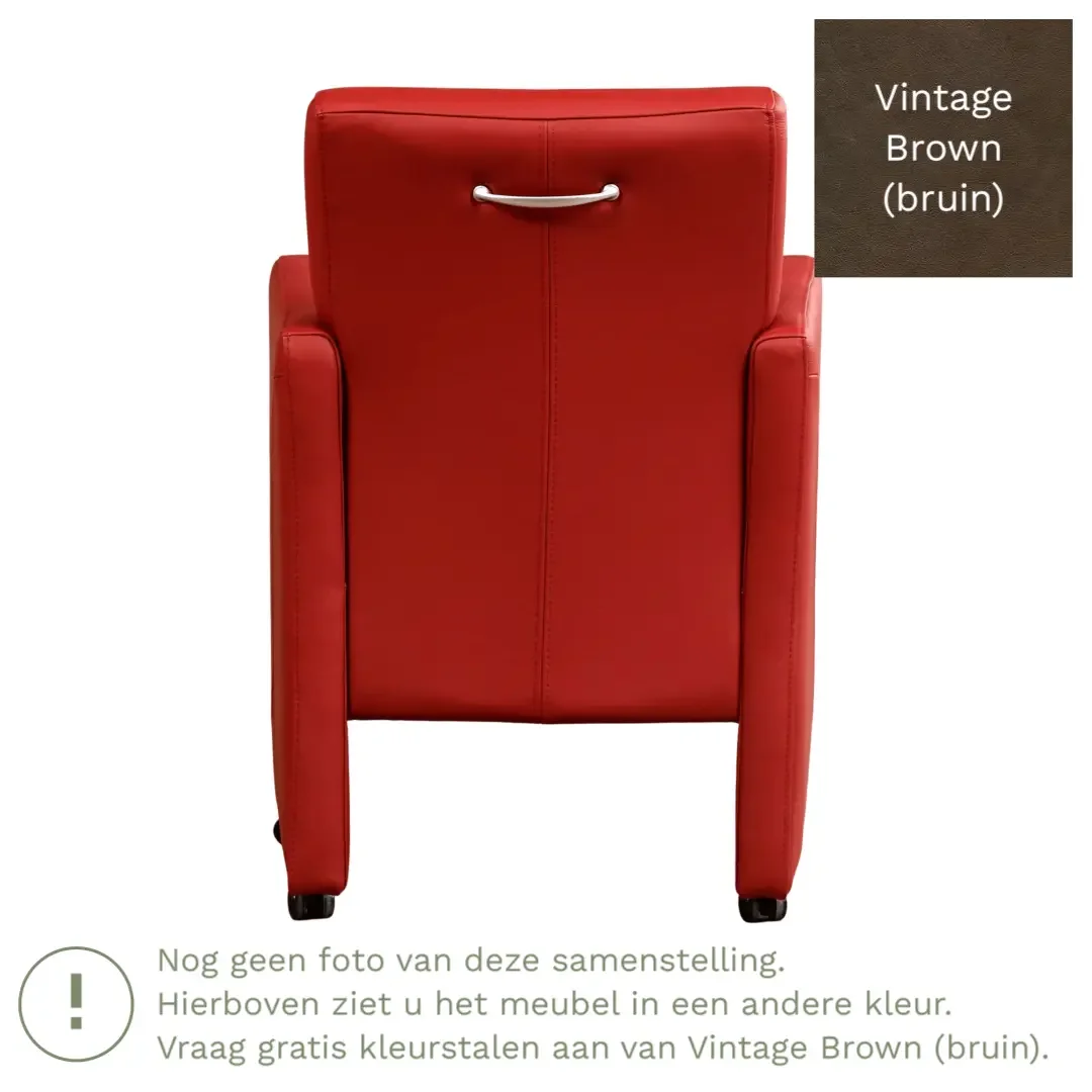 afbeelding van Leren eetkamerstoel Pleasure - Vintage Brown (bruin) - Met handgreep zwart