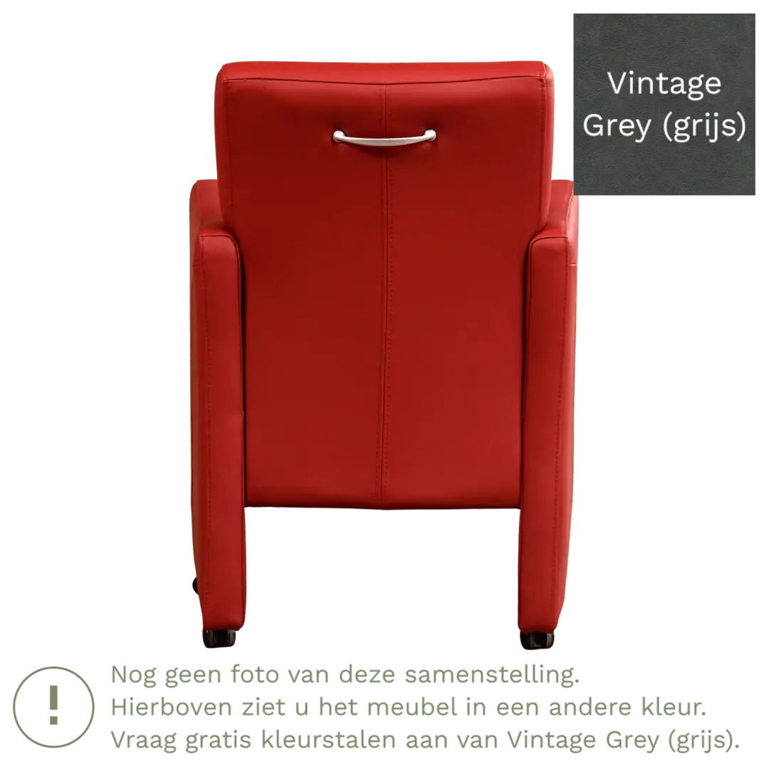 afbeelding van Leren eetkamerstoel Pleasure - Vintage Grey (grijs) - Met handgreep zwart