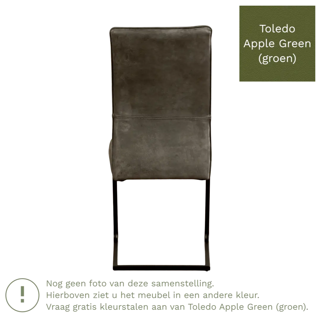 afbeelding van Leren eetkamerstoel Remix - Toledo Apple Green (groen) - Sledepoot staal vierkant zwart