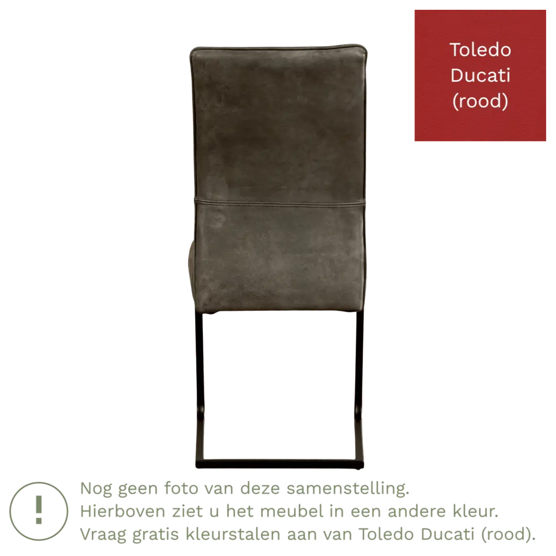 afbeelding van Leren eetkamerstoel Remix - Toledo Ducati (rood) - Sledepoot staal vierkant zwart