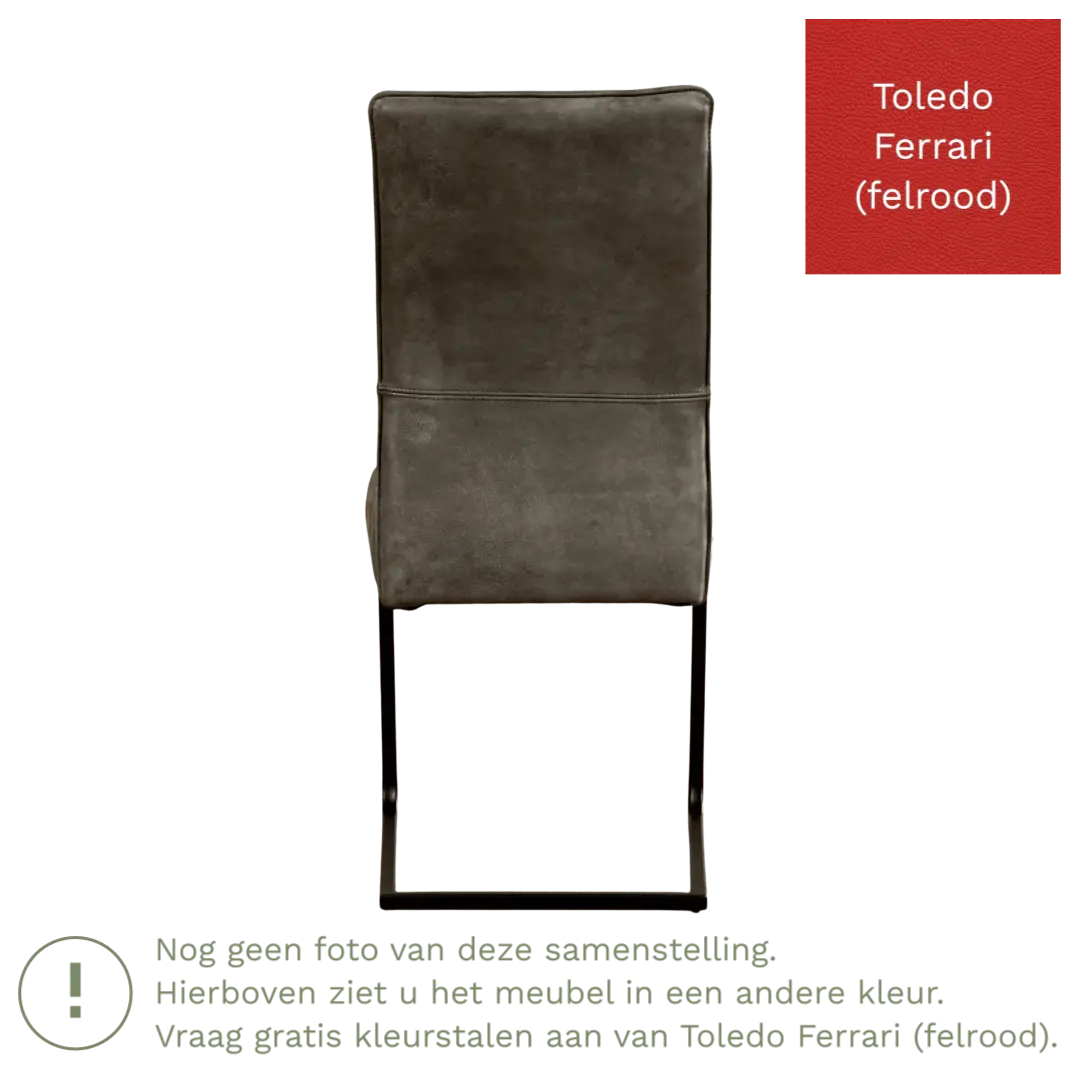 afbeelding van Leren eetkamerstoel Remix - Toledo Ferrari (felrood) - Sledepoot staal vierkant zwart