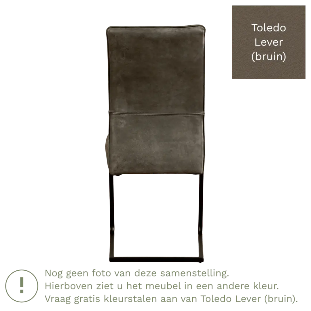 afbeelding van Leren eetkamerstoel Remix - Toledo Lever (bruin) - Sledepoot staal vierkant RVS