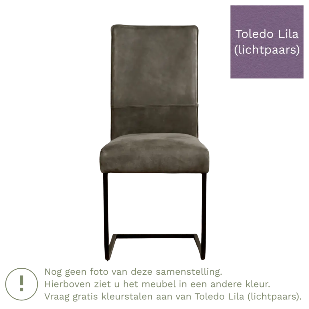 afbeelding van Leren eetkamerstoel Remix - Toledo Lila (lichtpaars) - Sledepoot staal vierkant RVS