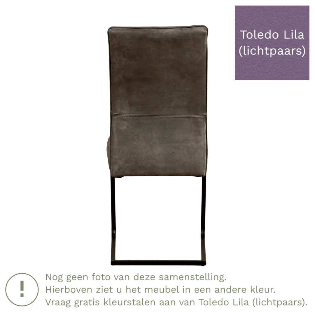 afbeelding van Leren eetkamerstoel Remix - Toledo Lila (lichtpaars) - Sledepoot staal vierkant RVS