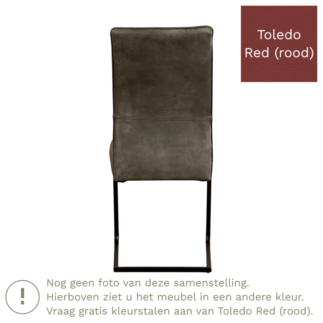 afbeelding van Leren eetkamerstoel Remix - Toledo Red (rood) - Sledepoot staal vierkant zwart