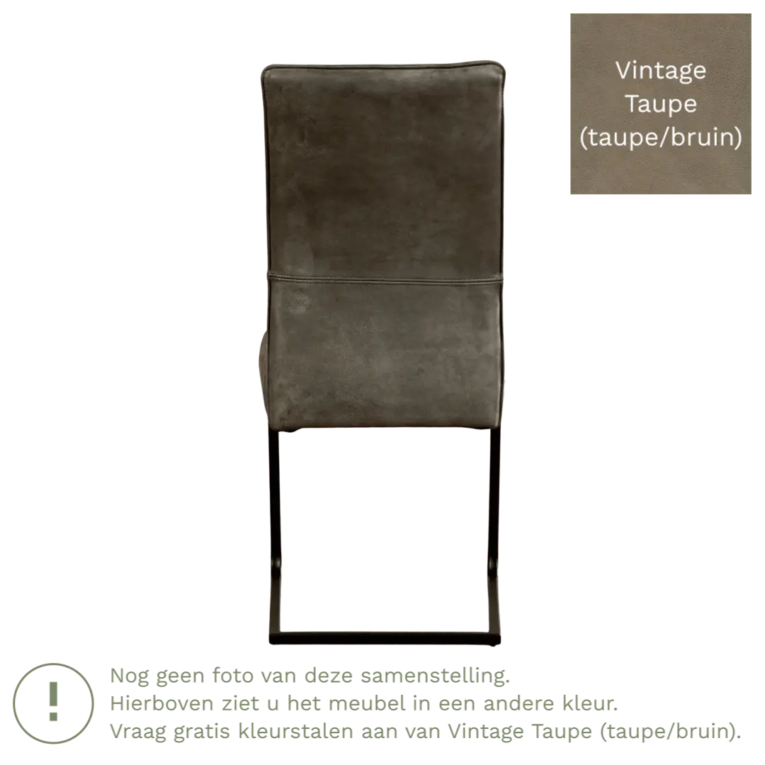afbeelding van Leren eetkamerstoel Remix - Vintage Taupe (taupe/bruin) - Sledepoot staal vierkant RVS