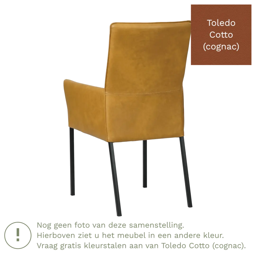 afbeelding van Leren eetkamerstoel Royal - Toledo Cotto (cognac) - Poten staal vierkant RVS