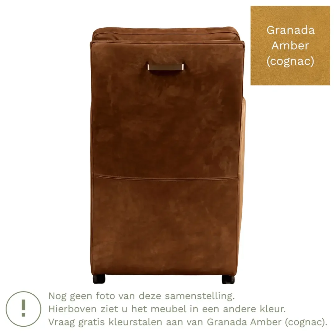 afbeelding van Leren eetkamerstoel Sharp - Granada Amber (cognac) - Zonder handgreep