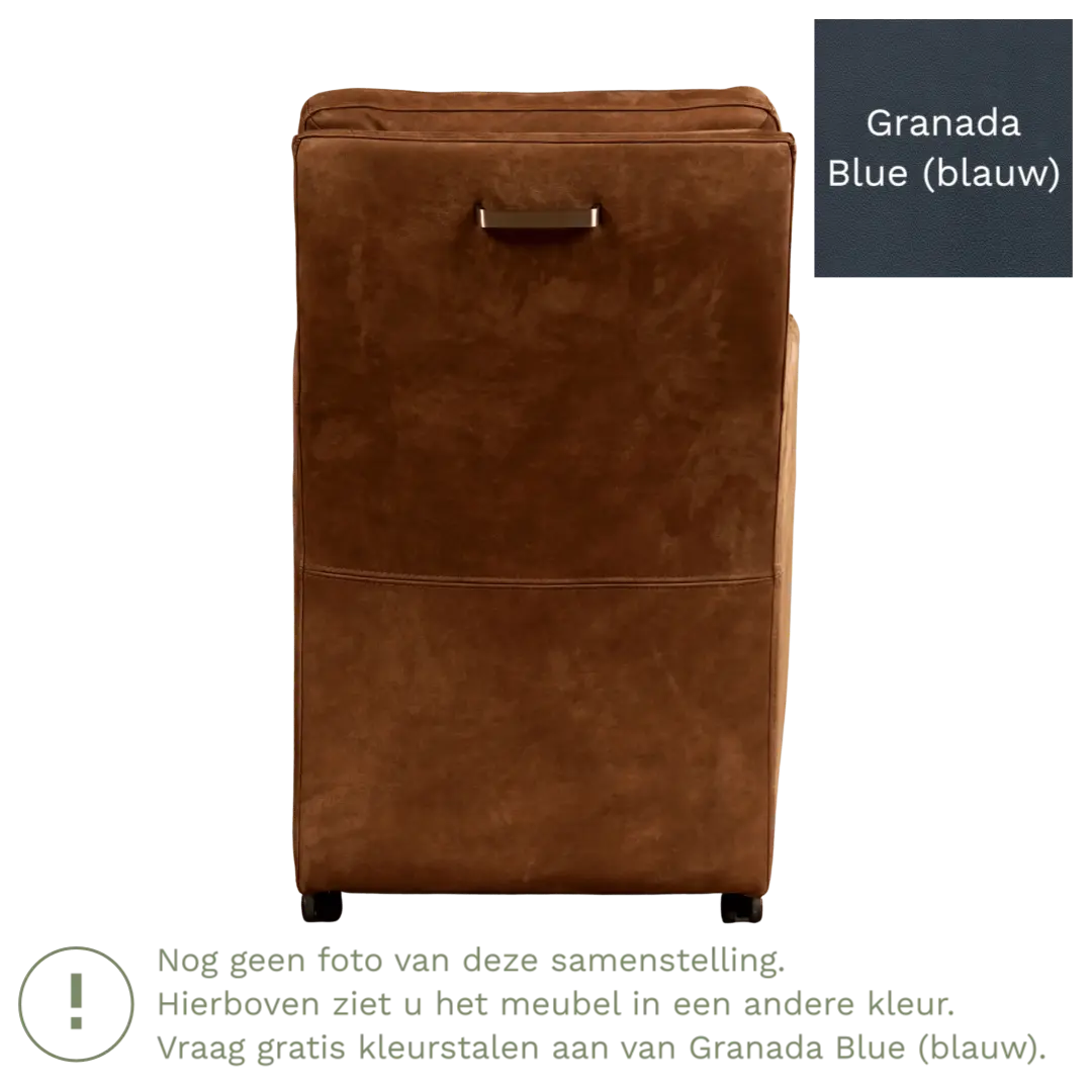 afbeelding van Leren eetkamerstoel Sharp - Granada Blue (blauw) - Met handgreep RVS