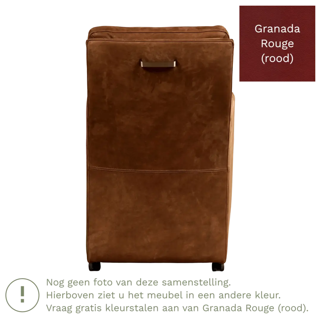 afbeelding van Leren eetkamerstoel Sharp - Granada Rouge (rood) - Met handgreep RVS