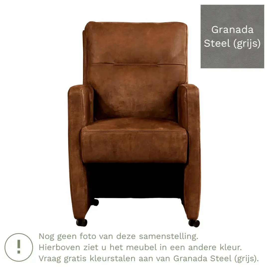 afbeelding van Leren eetkamerstoel Sharp - Granada Steel (grijs) - Zonder handgreep