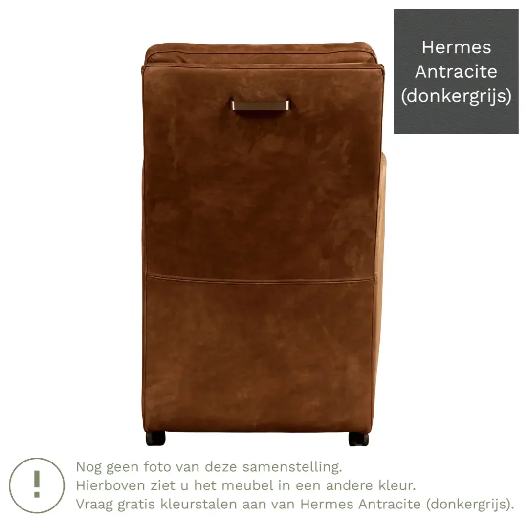afbeelding van Leren eetkamerstoel Sharp - Hermes Antracite (donkergrijs) - Met handgreep zwart