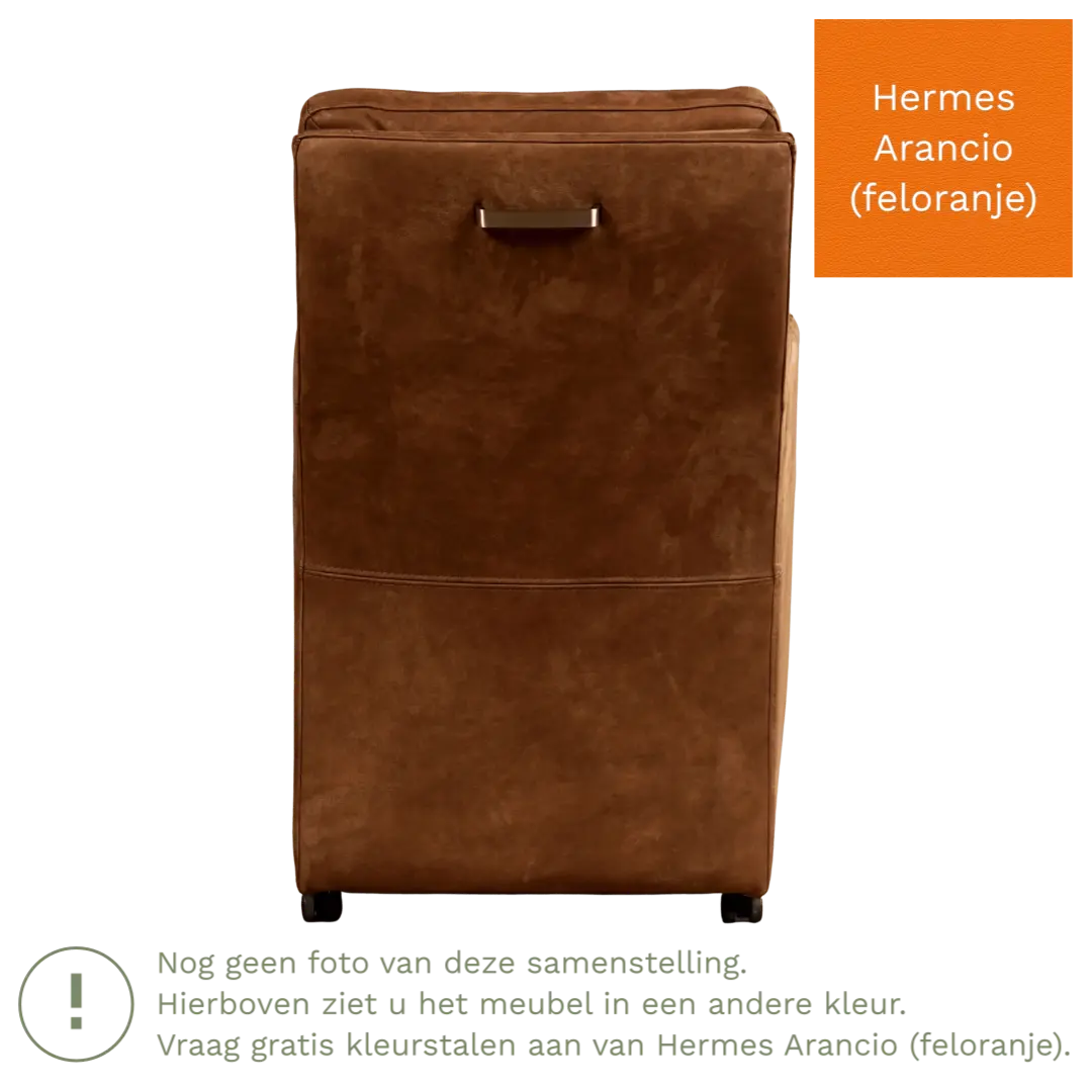 afbeelding van Leren eetkamerstoel Sharp - Hermes Arancio (feloranje) - Met handgreep RVS