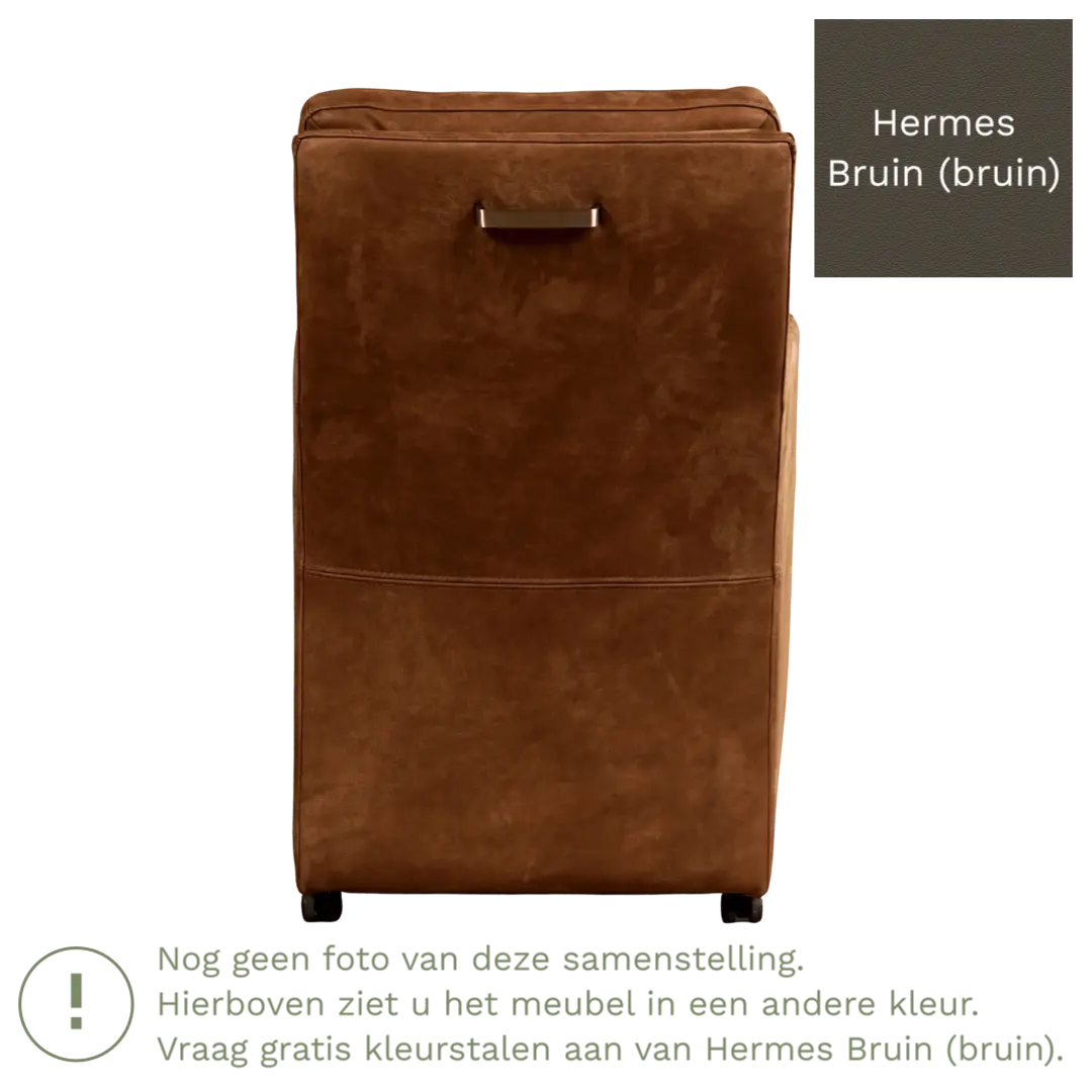 afbeelding van Leren eetkamerstoel Sharp - Hermes Bruin (bruin) - Met handgreep zwart