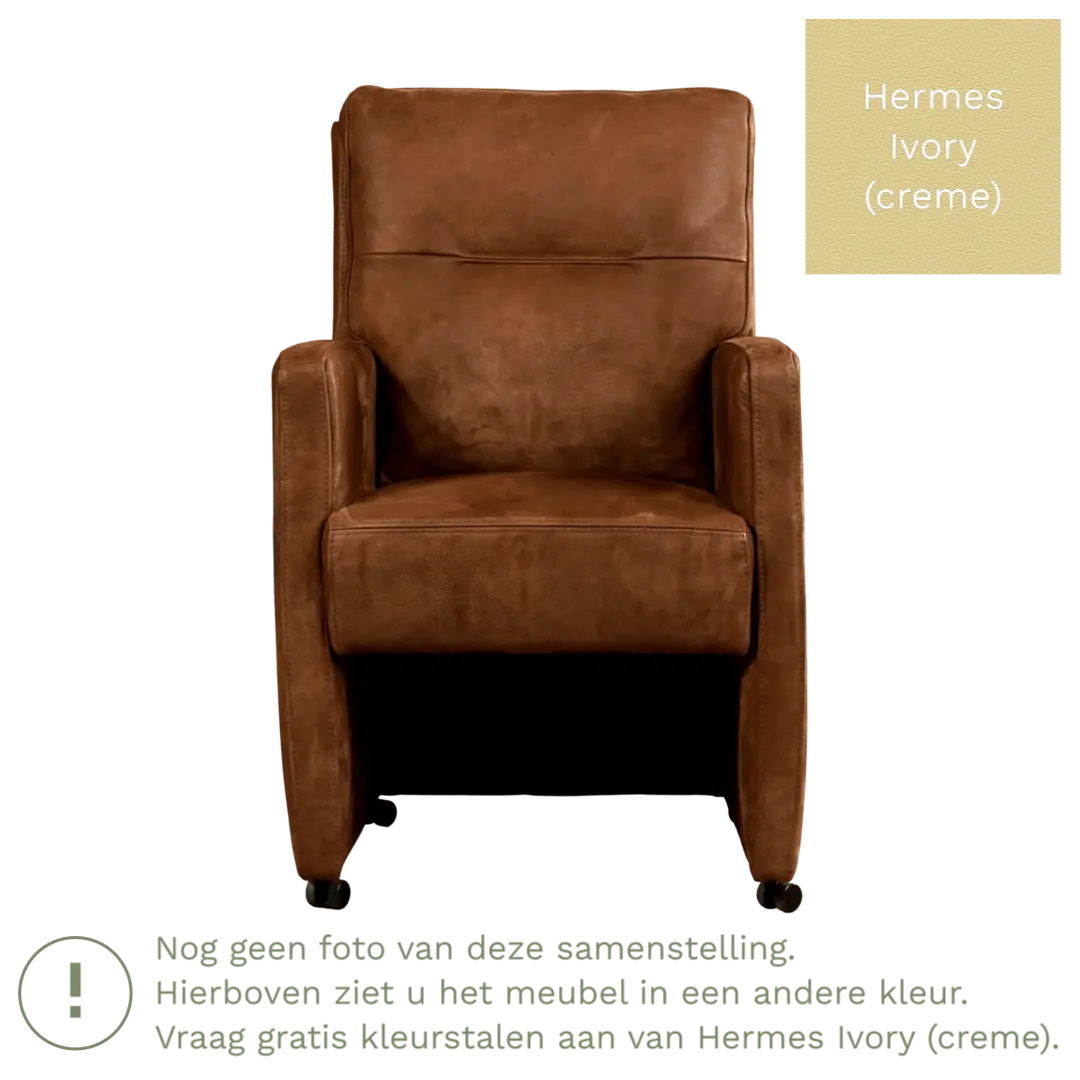 afbeelding van Leren eetkamerstoel Sharp - Hermes Ivory (crème) - Zonder handgreep