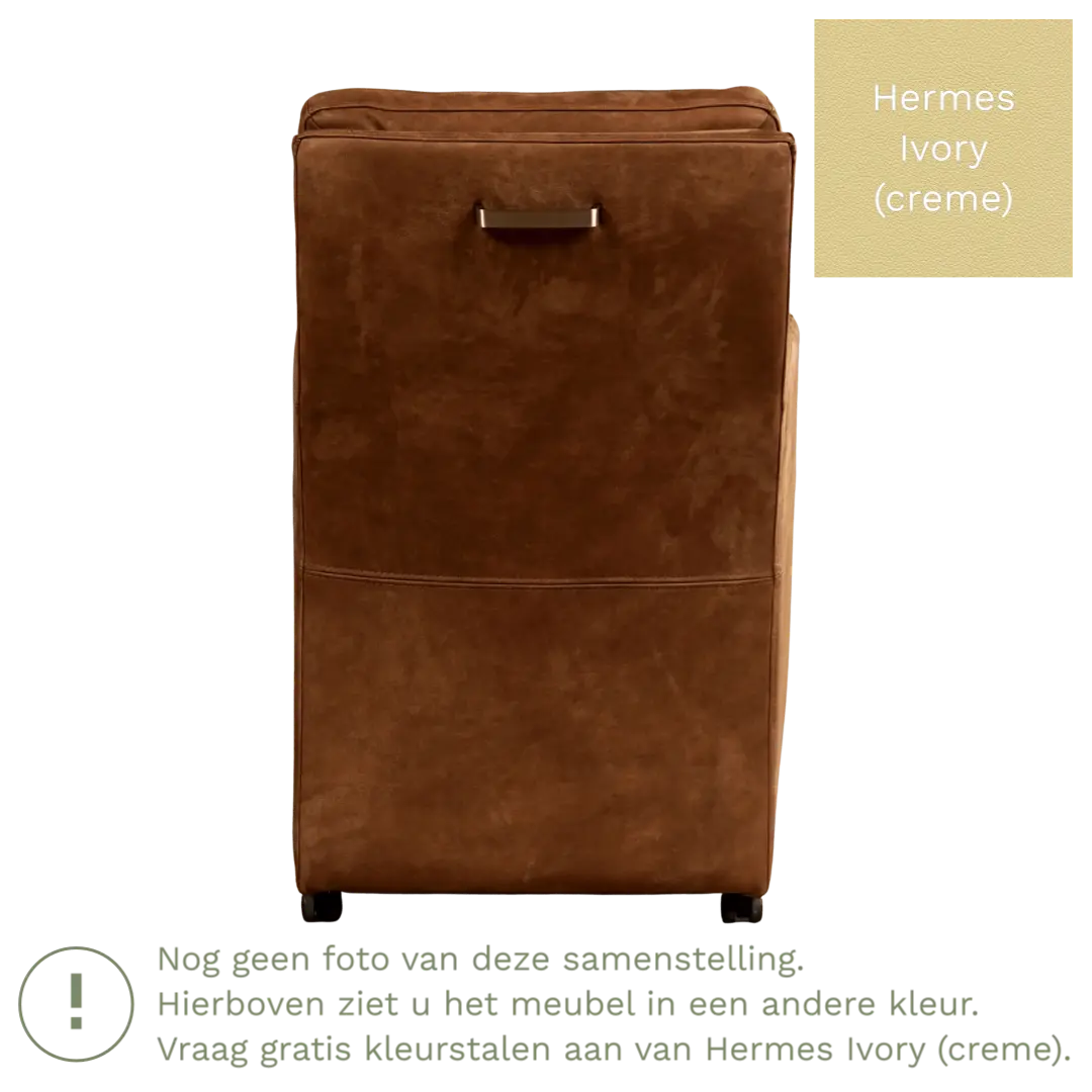 afbeelding van Leren eetkamerstoel Sharp - Hermes Ivory (crème) - Zonder handgreep