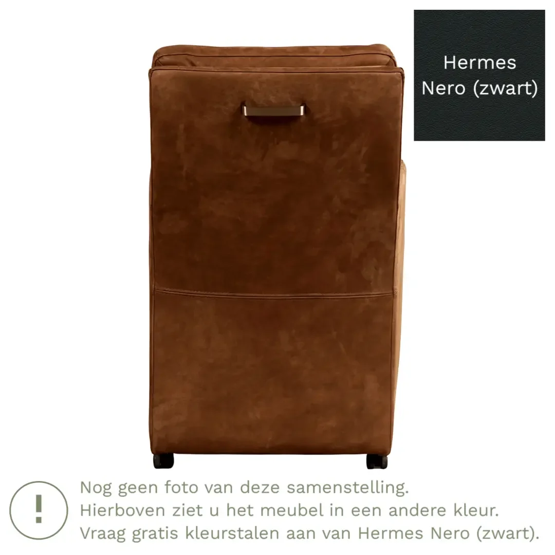 afbeelding van Leren eetkamerstoel Sharp - Hermes Nero (zwart) - Met handgreep zwart