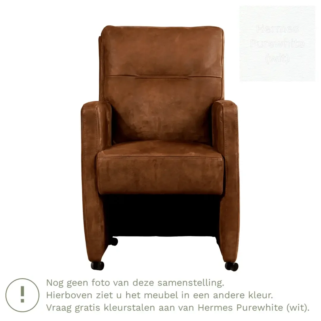 afbeelding van Leren eetkamerstoel Sharp - Hermes Purewhite (wit) - Zonder handgreep