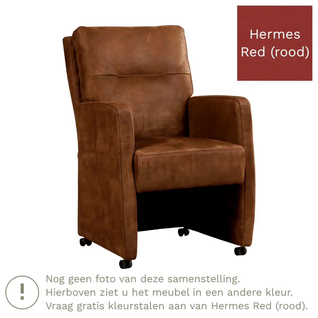 afbeelding van Leren eetkamerstoel Sharp - Hermes Red (rood) - Zonder handgreep