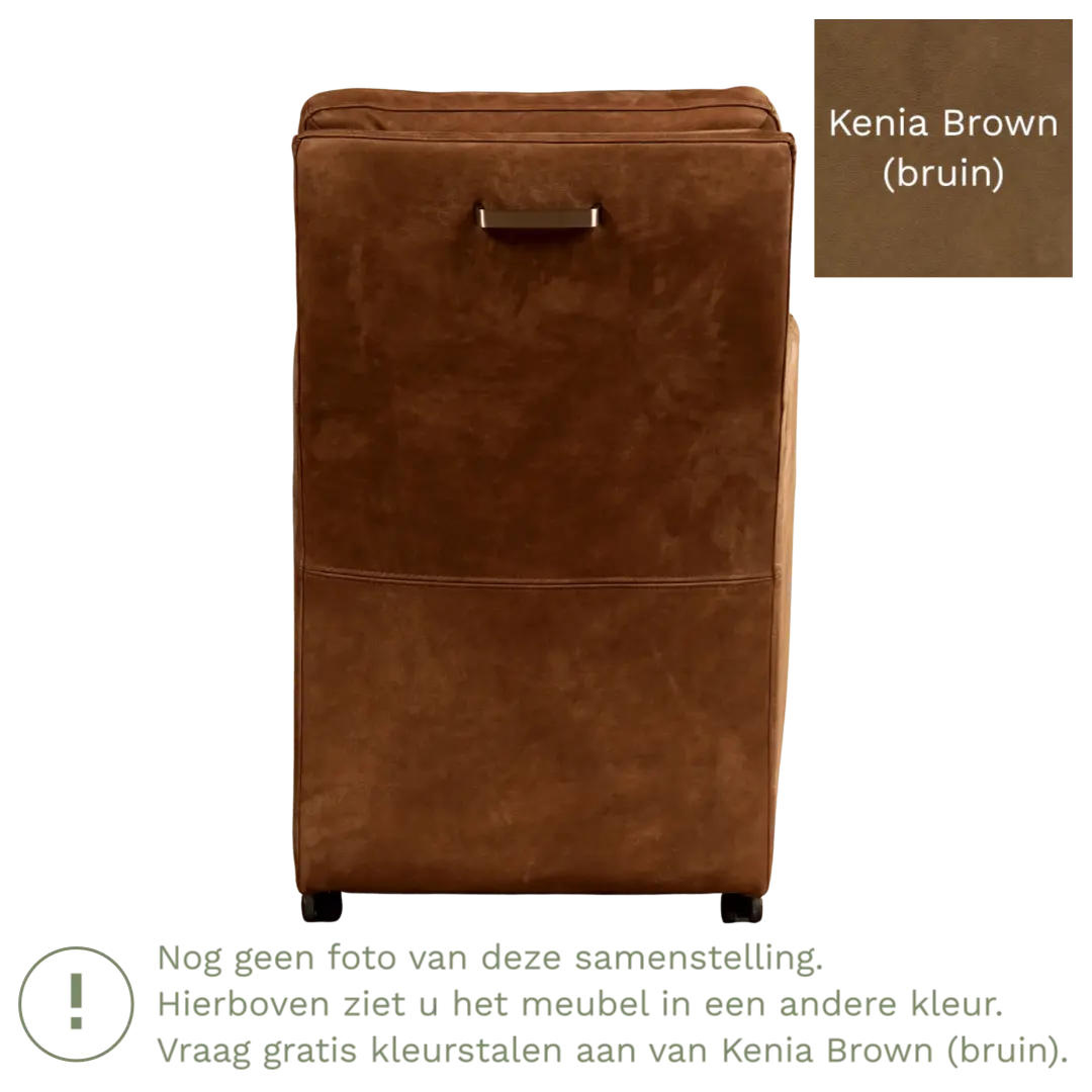 afbeelding van Leren eetkamerstoel Sharp - Kenia Brown (bruin) - Met handgreep zwart