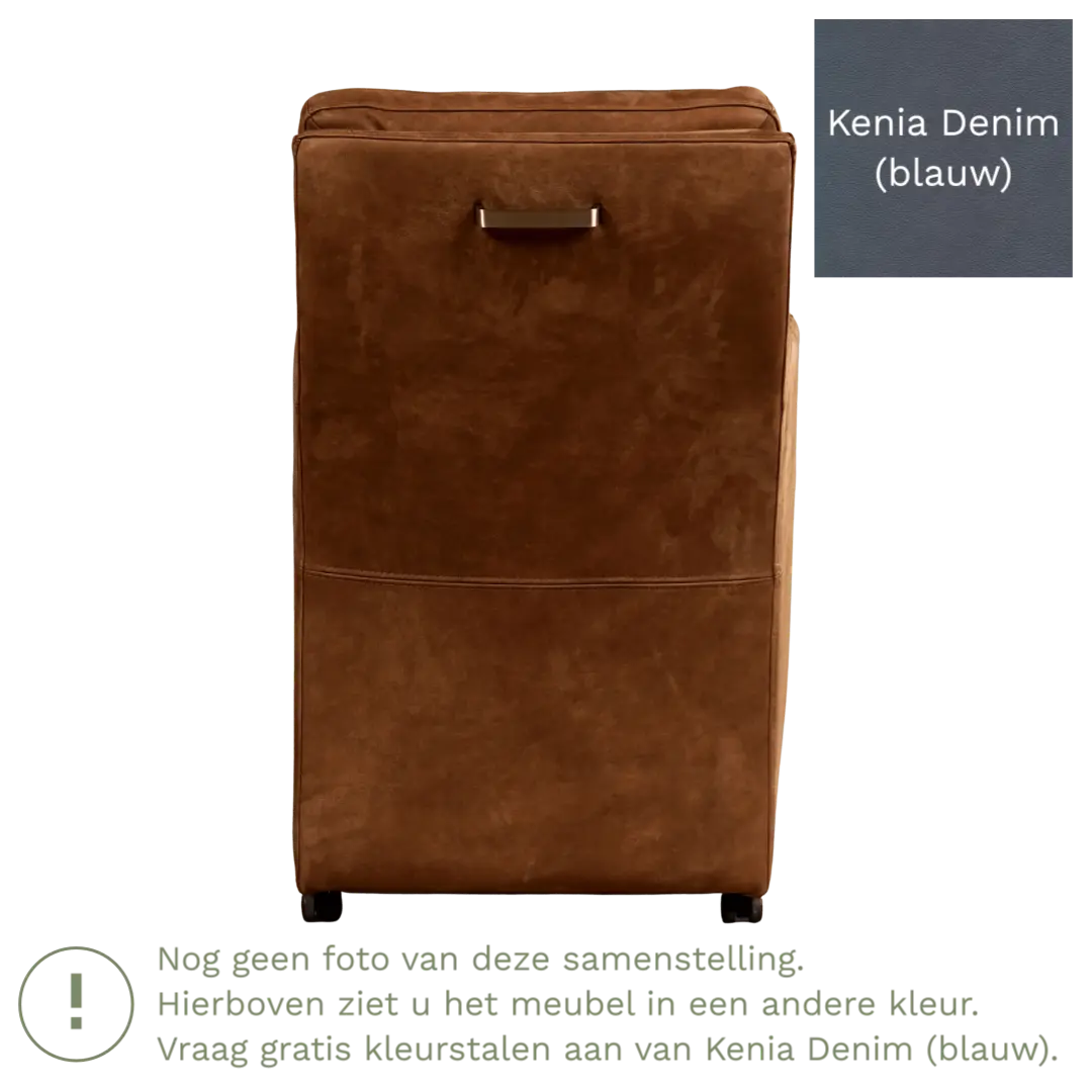 afbeelding van Leren eetkamerstoel Sharp - Kenia Denim (blauw) - Met handgreep zwart