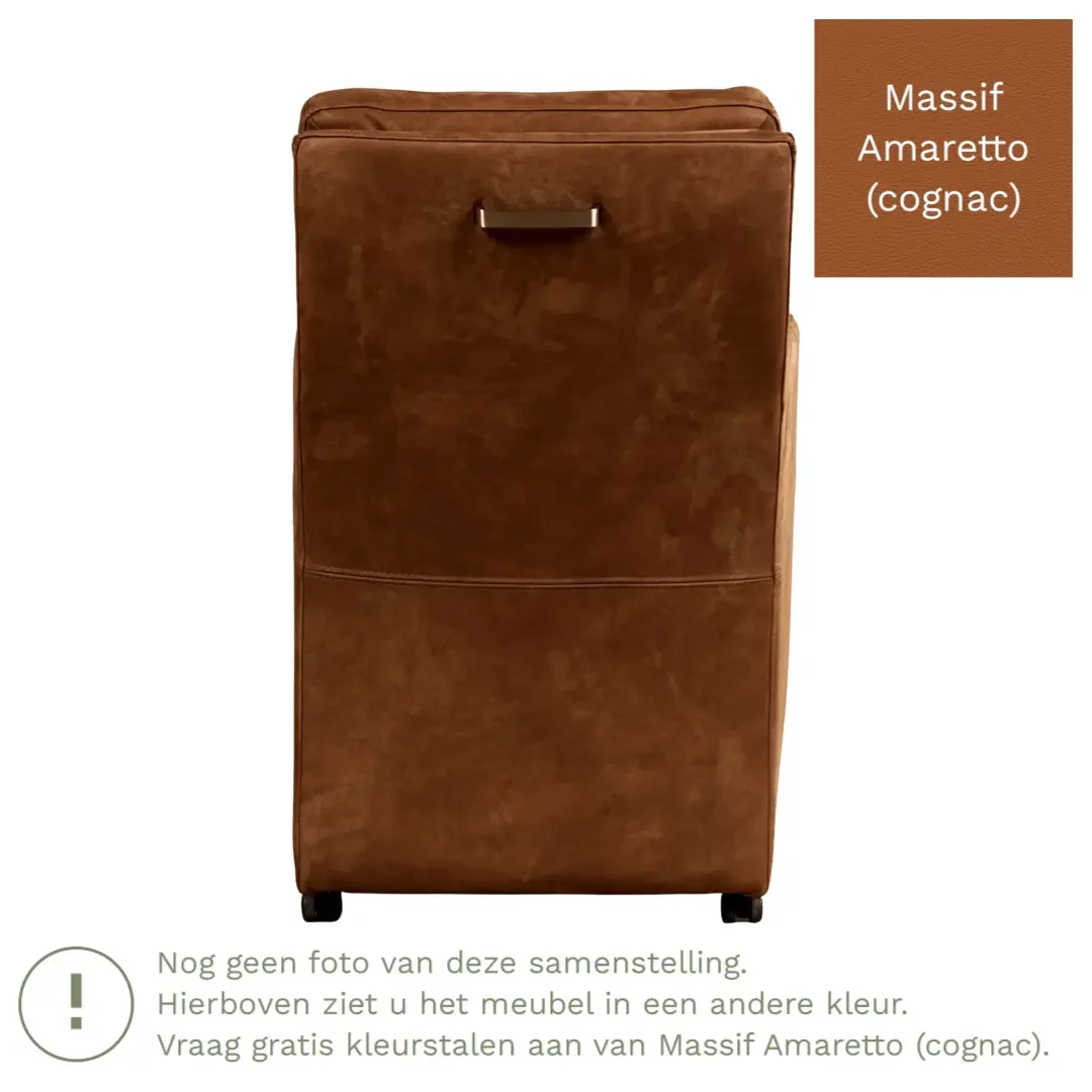 afbeelding van Leren eetkamerstoel Sharp - Massif Amaretto (cognac) - Met handgreep RVS