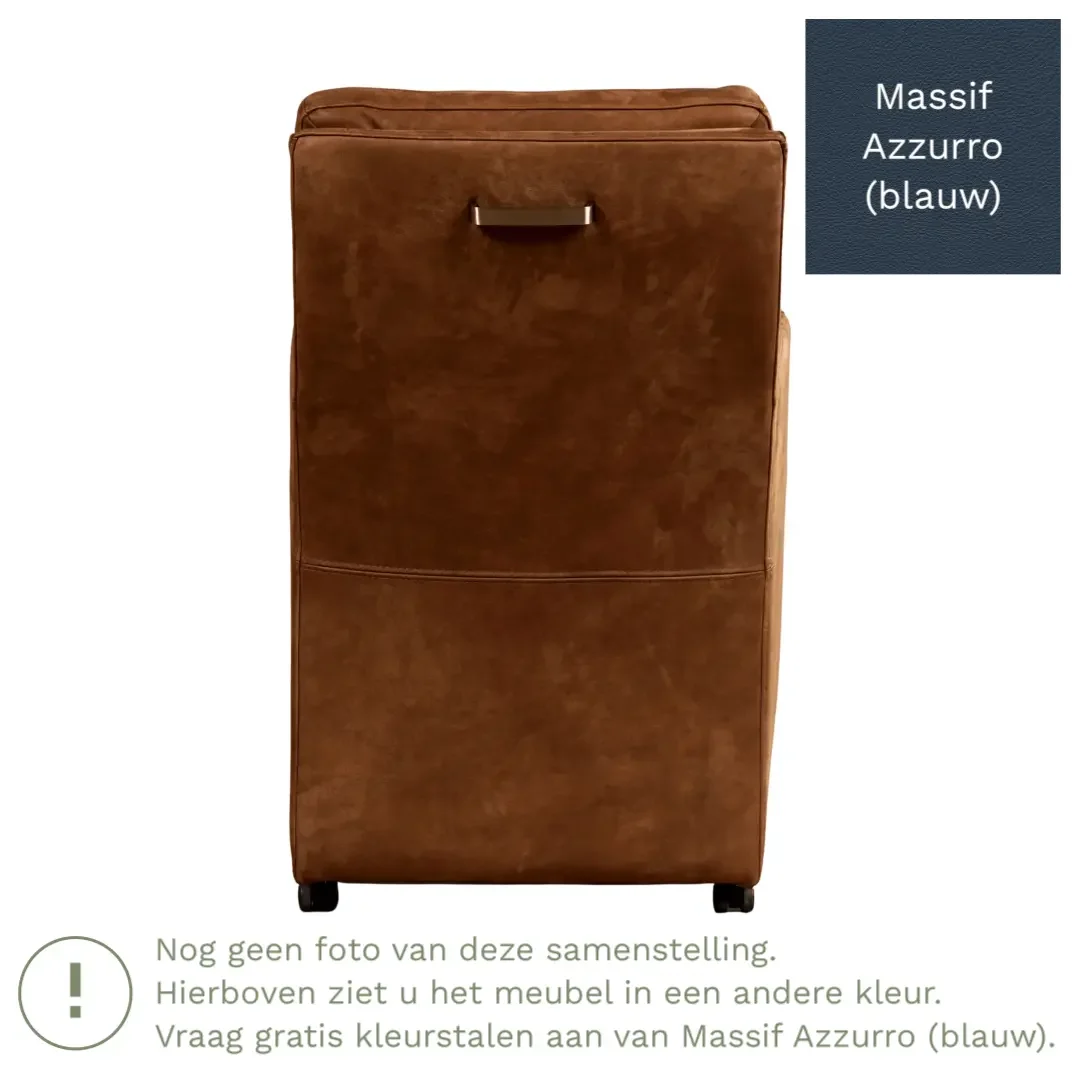 afbeelding van Leren eetkamerstoel Sharp - Massif Azzurro (blauw) - Met handgreep zwart