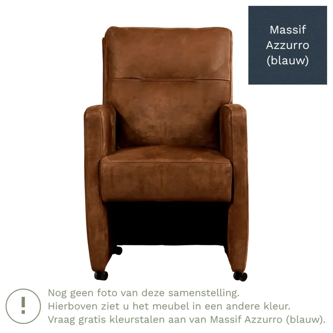 afbeelding van Leren eetkamerstoel Sharp - Massif Azzurro (blauw) - Zonder handgreep