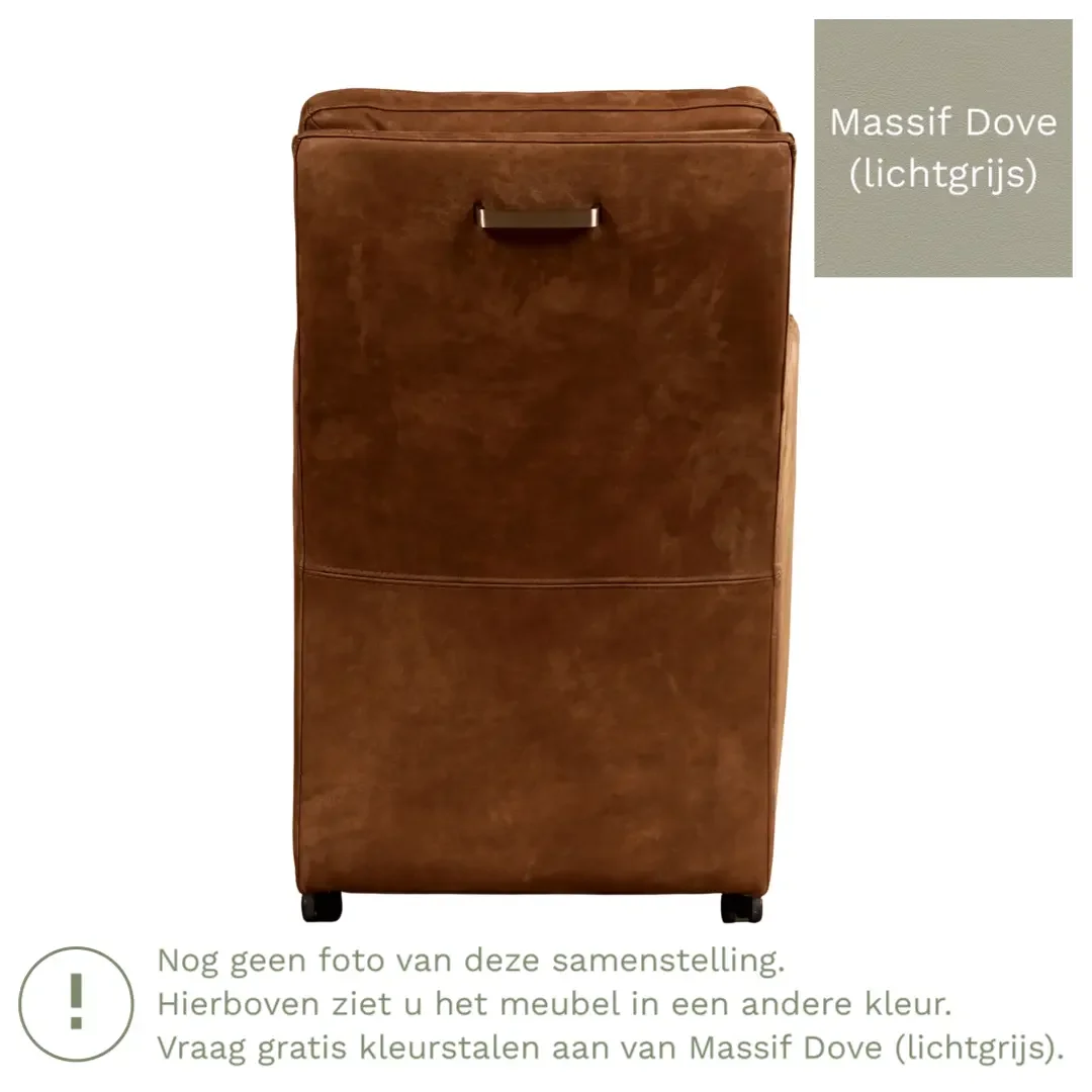 afbeelding van Leren eetkamerstoel Sharp - Massif Dove (lichtgrijs) - Met handgreep zwart