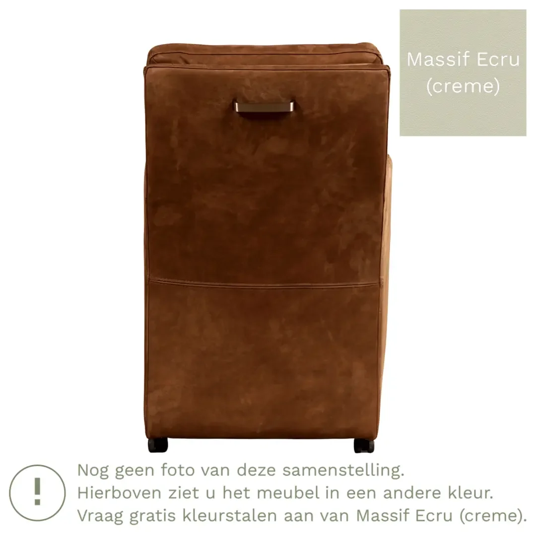 afbeelding van Leren eetkamerstoel Sharp - Massif Ecru (crème) - Met handgreep zwart
