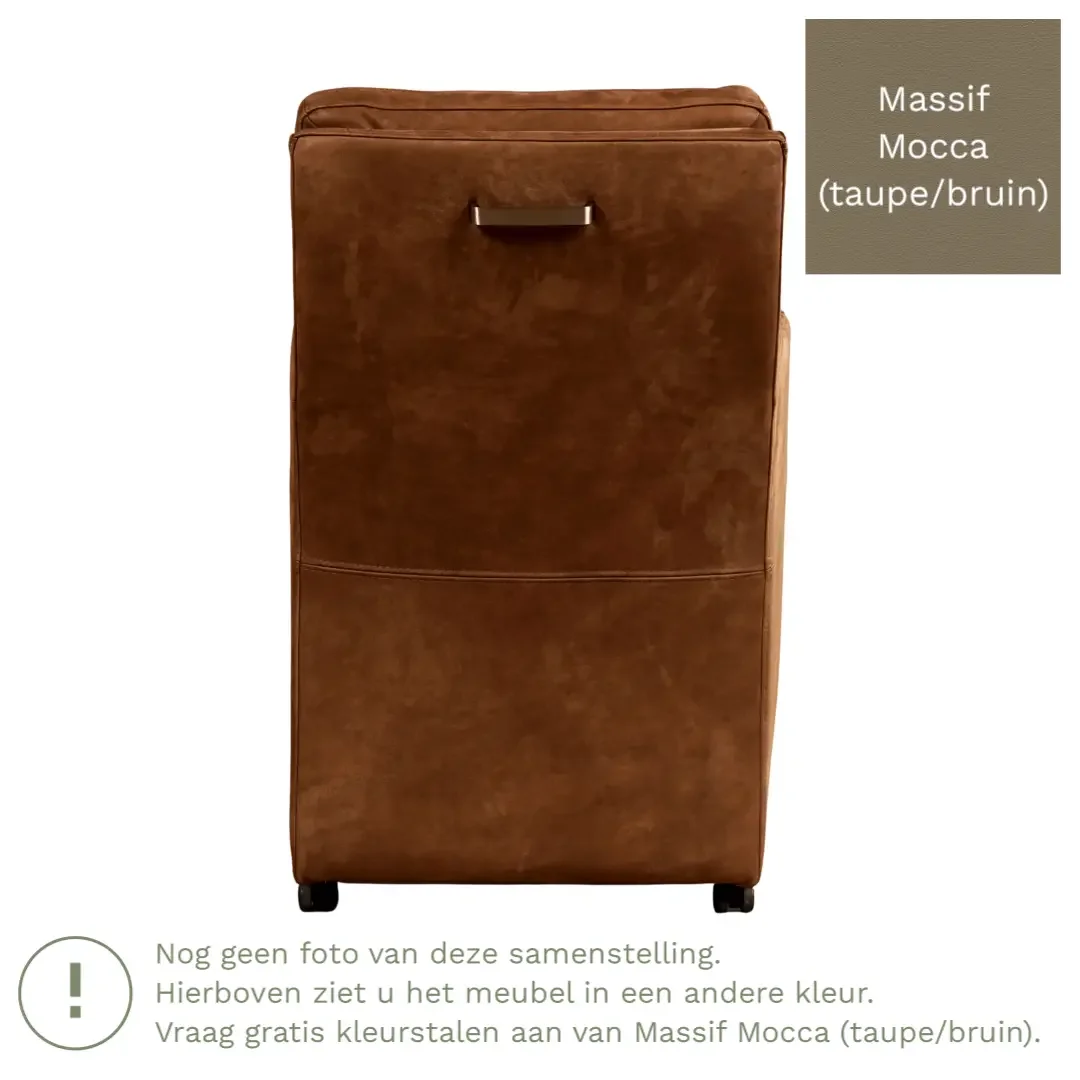 afbeelding van Leren eetkamerstoel Sharp - Massif Mocca (taupe/bruin) - Met handgreep RVS