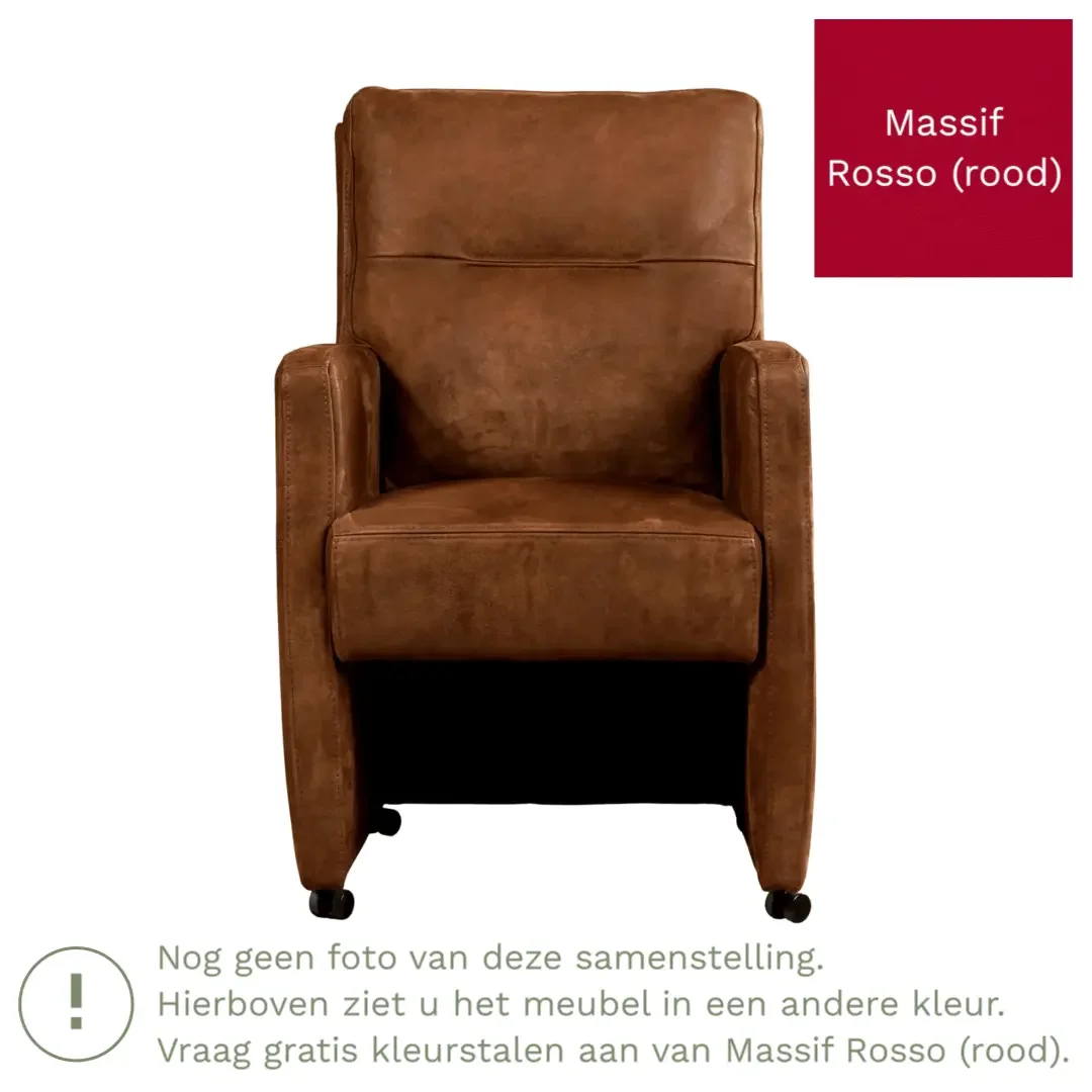 afbeelding van Leren eetkamerstoel Sharp - Massif Rosso (rood) - Met handgreep RVS
