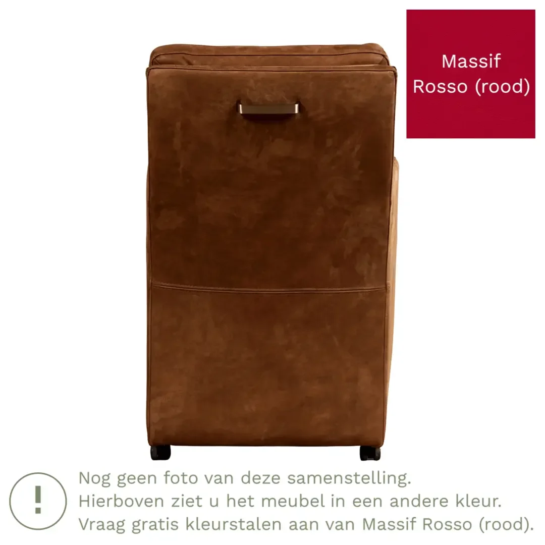 afbeelding van Leren eetkamerstoel Sharp - Massif Rosso (rood) - Met handgreep RVS