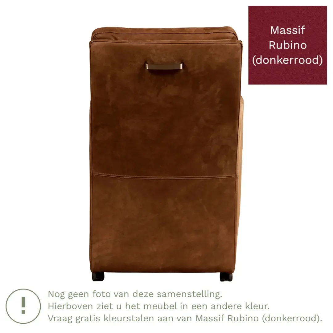 afbeelding van Leren eetkamerstoel Sharp - Massif Rubino (donkerrood) - Met handgreep zwart